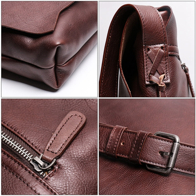 Mens leather messenger bag, Personalized leather bag for man