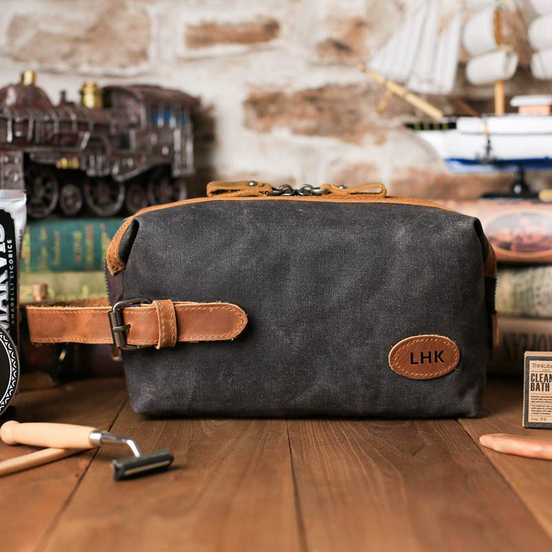 Personalized Toiletry Bag for Men, Large Capacity, Custom Name Initials PU  Leather Dopp Kit, Groomsmen Gift, Customized Travel Monogrammed Travel