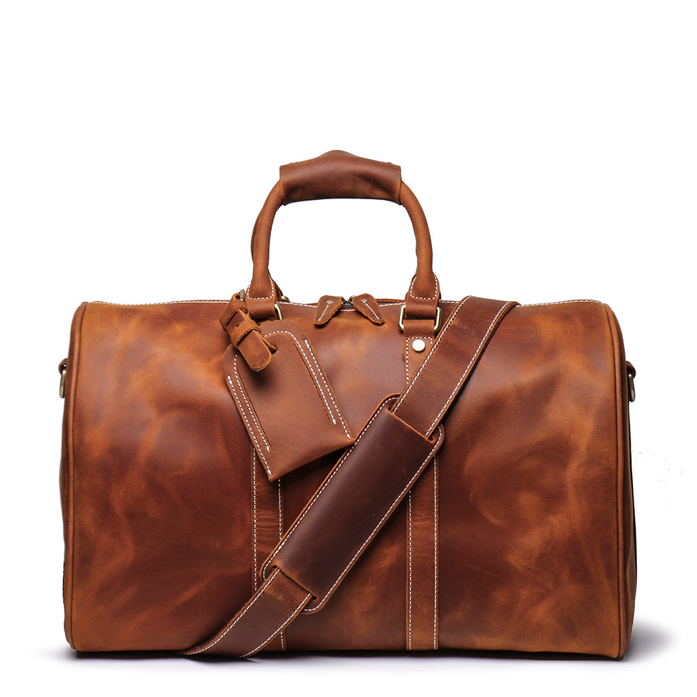 Personalized Full Grain Leather Duffle Bag with shoe Compartment