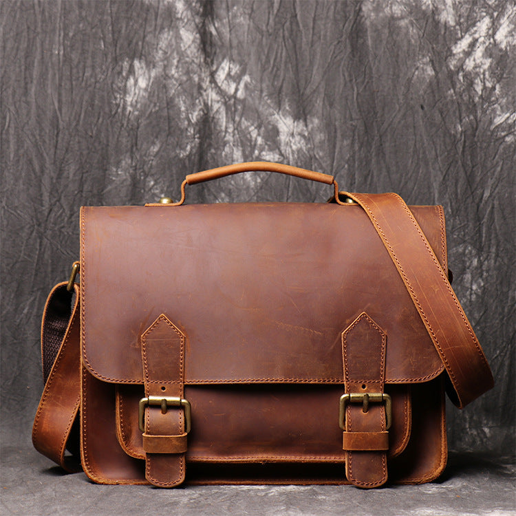 Amazon.com: Men's Messenger bag vertical leather postman bag retro leather  handbag-Brown : Clothing, Shoes & Jewelry