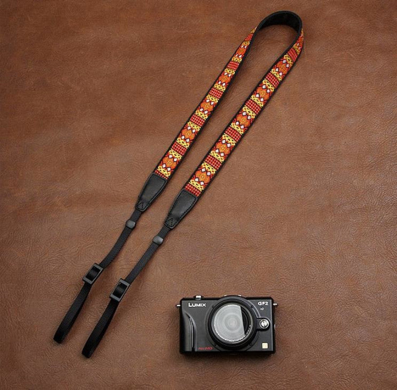 Embroidered Style Strap Handmade Leather Camera Strap 7544 - icambag