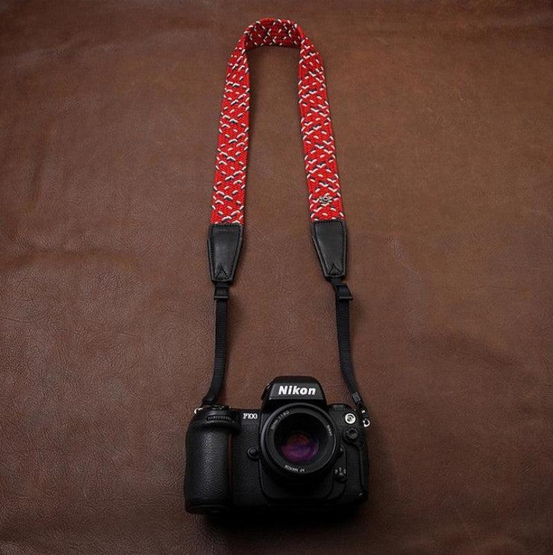 Fashion Weaving Style Red DSLR Sony Nikon Canon Handmade Leather Camera Strap 8796 - icambag