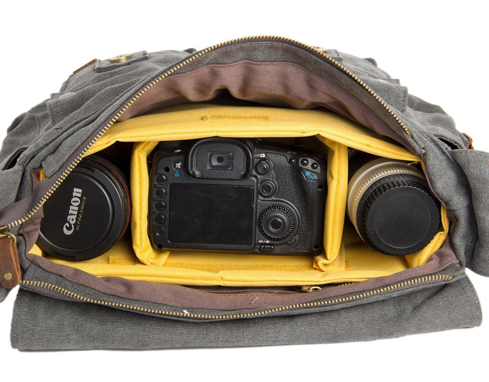 Allacki DSLR Camera Bag Retro Women Canvas Single Shoulder Bag