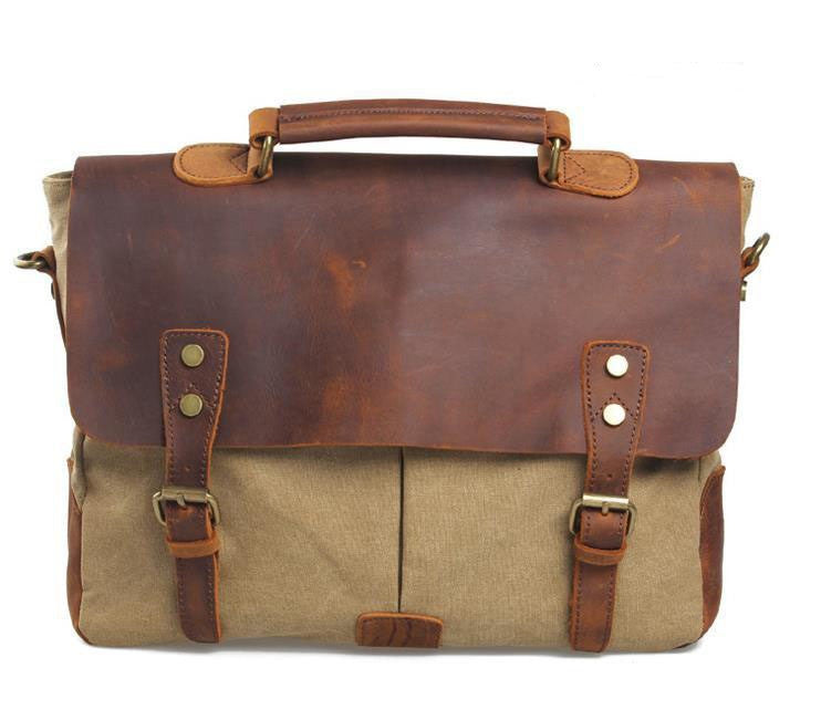 Crazy Horse Leather Bag Canvas Leather Travel Bag Single Shoulder Bag