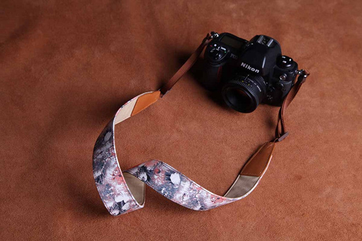 Cotton Cowboy Flower Handmade Leather Camera Strap - icambag