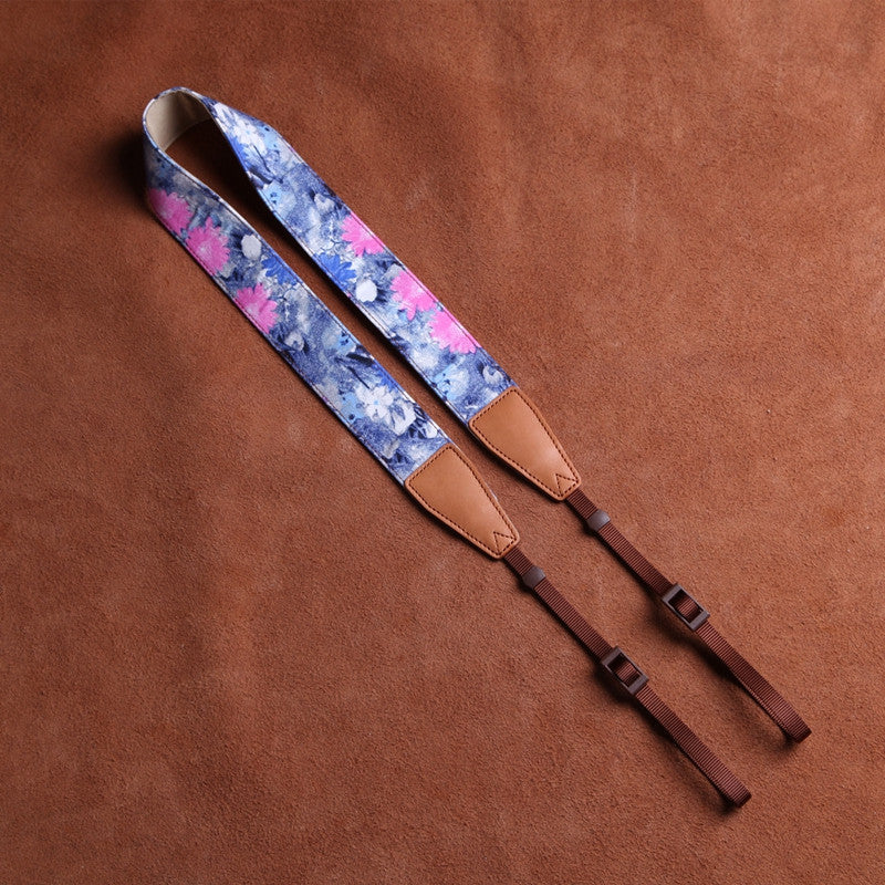 Cotton Cowboy Flower Handmade Leather Camera Strap - icambag