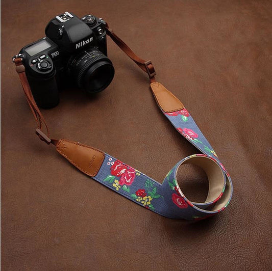 Strawberry Flowers DSLR Camera Cotton Handmade Camera Strap 7105 - icambag