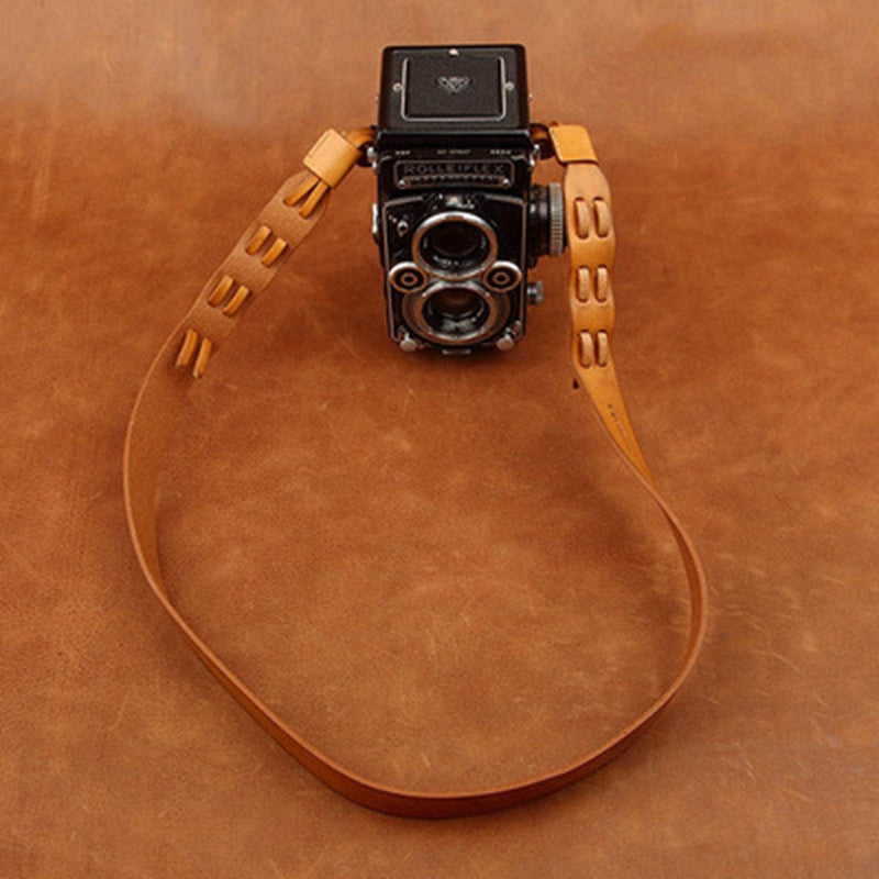 Italy Vegetable Tanning Cowhide Handmade DSLR Leather Camera Strap For Rolleiflex - CS224 - icambag