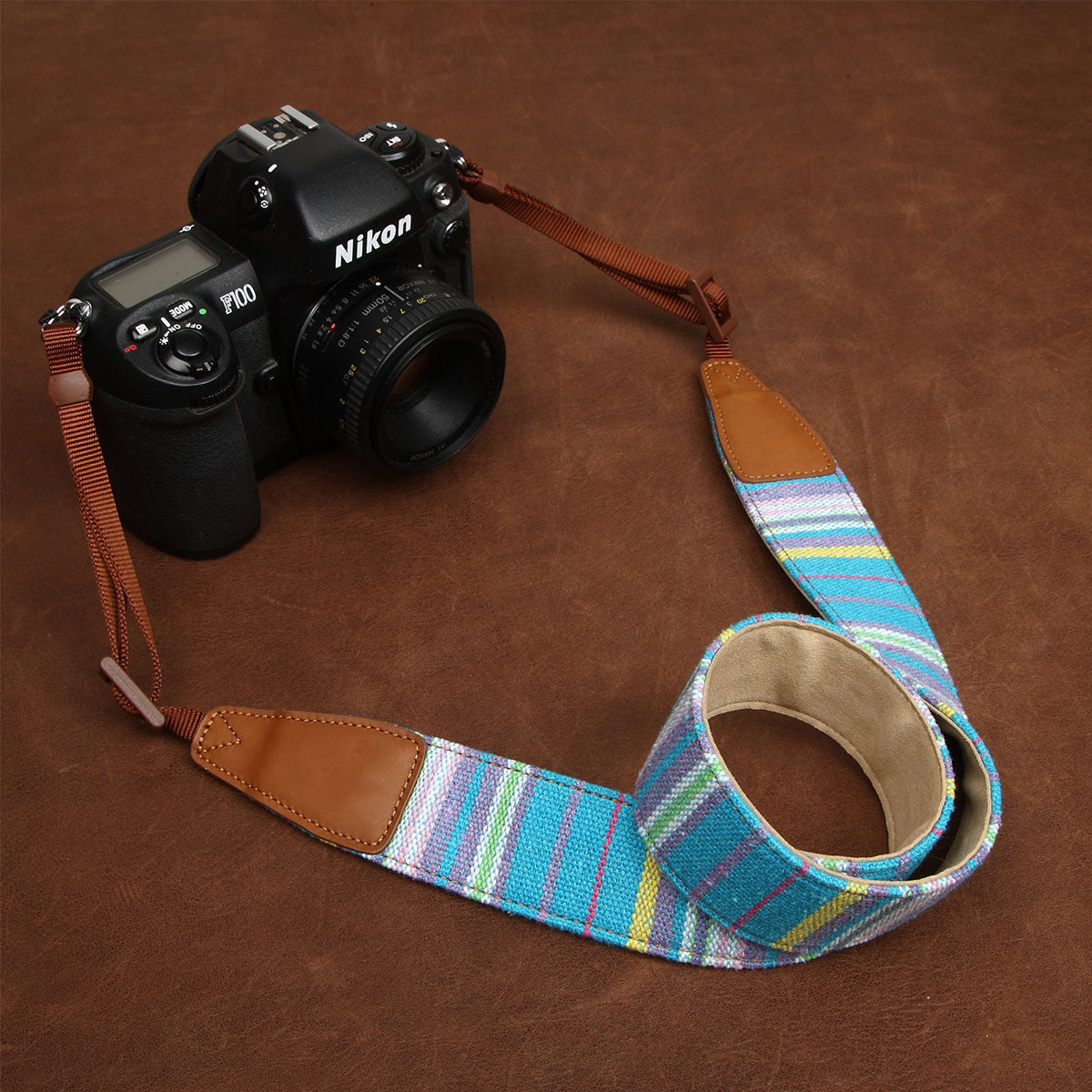 Soft Cotton DSLR Camera Stripe Handmade Leather In Bohemia CS063 - icambag