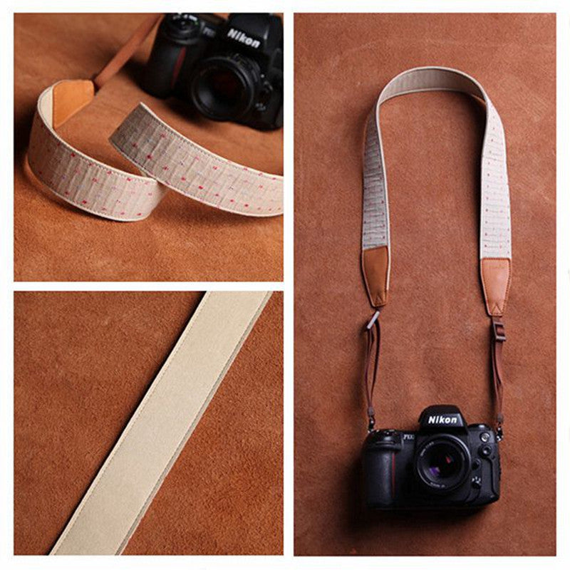 Cotton Dot DSLR Handmade Leather Camera Strap CS076 - icambag